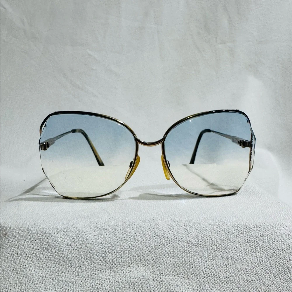Vtg 80s Safilo Elasta Butterfly Sunglasses Blue Gradient Lenses Italy Oversized